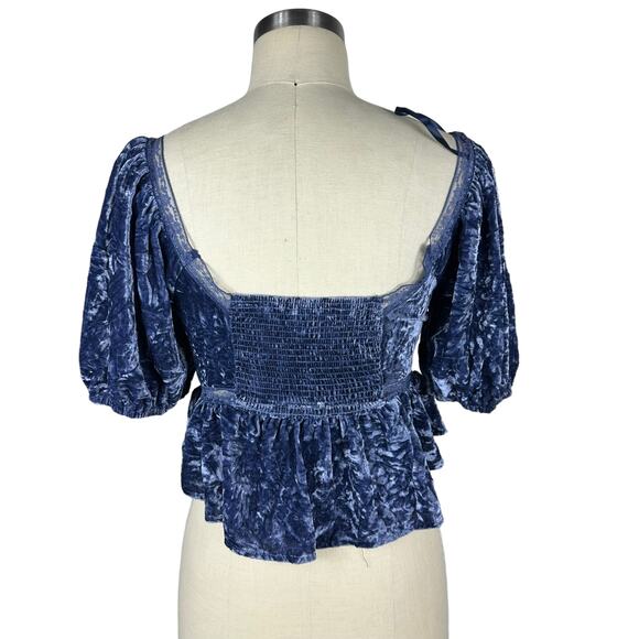FREE PEOPLE Top Purple Velvet Wild Moon Twist Front Crop Top Lace Size Small NWT - Picture 4 of 8